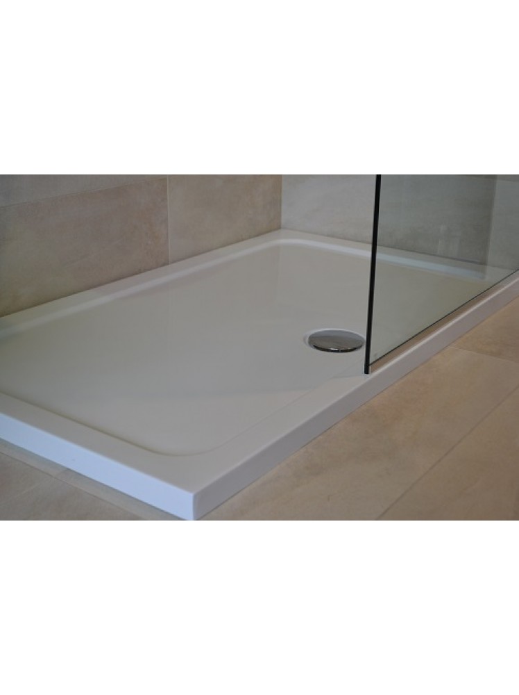 Diamond 35mm 1000 x 760 White Rectangle Stone Shower Tray with Central